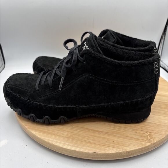 Skechers Relaxed Fit Bikers Totem Pole Boots Black Suede Lace Up Women's Size 9 - Picture 5 of 9